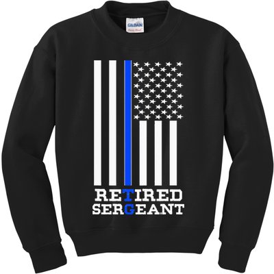 Thin Blue Line Retired Police Sergean Retirement Gift Kids Sweatshirt