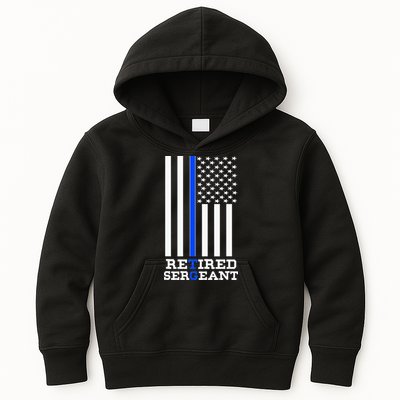 Thin Blue Line Retired Police Sergean Retirement Gift Kids Hoodie