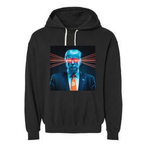 Trump Bitcoin Laser Eyes Crypto Fan Cryptocurrency Investor Garment-Dyed Fleece Hoodie