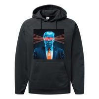 Trump Bitcoin Laser Eyes Crypto Fan Cryptocurrency Investor Performance Fleece Hoodie