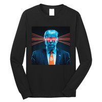 Trump Bitcoin Laser Eyes Crypto Fan Cryptocurrency Investor Long Sleeve Shirt