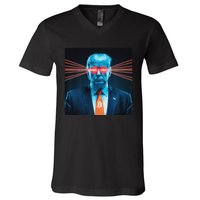 Trump Bitcoin Laser Eyes Crypto Fan Cryptocurrency Investor V-Neck T-Shirt