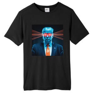 Trump Bitcoin Laser Eyes Crypto Fan Cryptocurrency Investor Tall Fusion ChromaSoft Performance T-Shirt