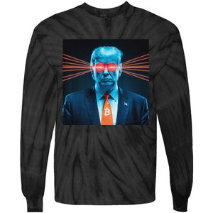 Trump Bitcoin Laser Eyes Crypto Fan Cryptocurrency Investor Tie-Dye Long Sleeve Shirt