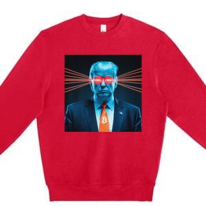 Trump Bitcoin Laser Eyes Crypto Fan Cryptocurrency Investor Premium Crewneck Sweatshirt