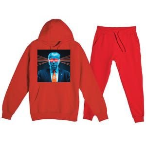 Trump Bitcoin Laser Eyes Crypto Fan Cryptocurrency Investor Premium Hooded Sweatsuit Set