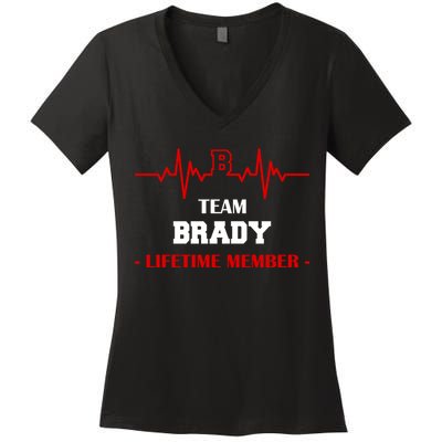 Team Brady Lifetime Member Women's V-Neck T-Shirt