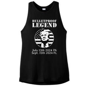 Trump Bulletproof Legend You Missed Again Twice Pa Fl Golf Ladies PosiCharge Tri-Blend Wicking Tank