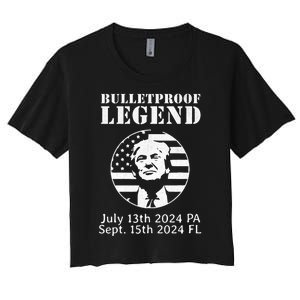 Trump Bulletproof Legend You Missed Again Twice Pa Fl Golf Women's Crop Top Tee