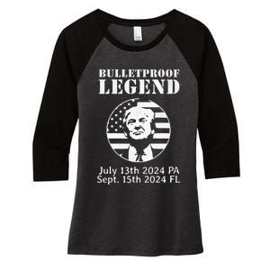 Trump Bulletproof Legend You Missed Again Twice Pa Fl Golf Women's Tri-Blend 3/4-Sleeve Raglan Shirt