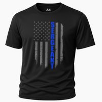 Thin Blue Line Flag For Police Sergeant Cooling Performance Crew T-Shirt