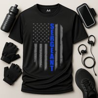 Thin Blue Line Flag For Police Sergeant Cooling Performance Crew T-Shirt