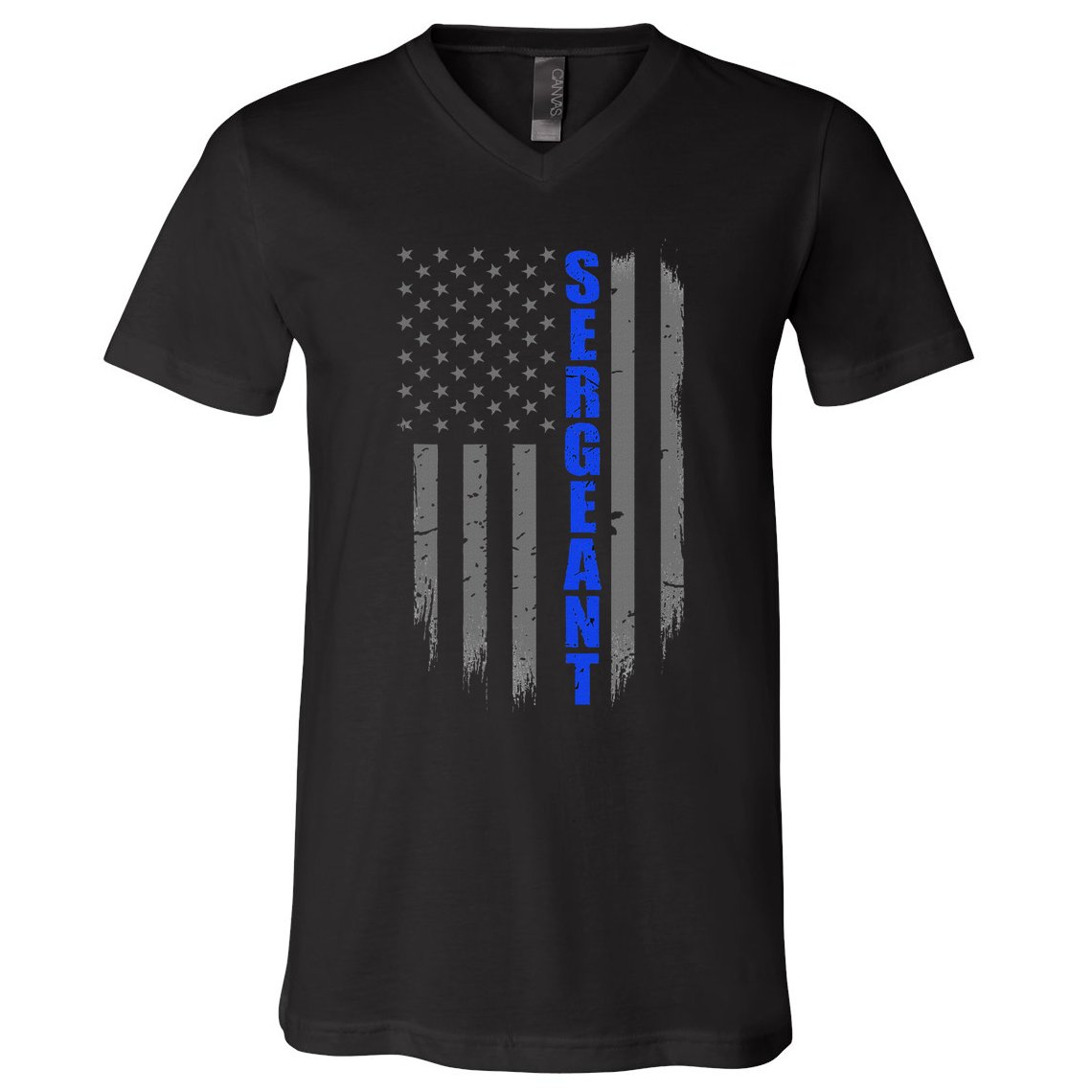 Thin Blue Line Flag For Police Sergeant V-Neck T-Shirt
