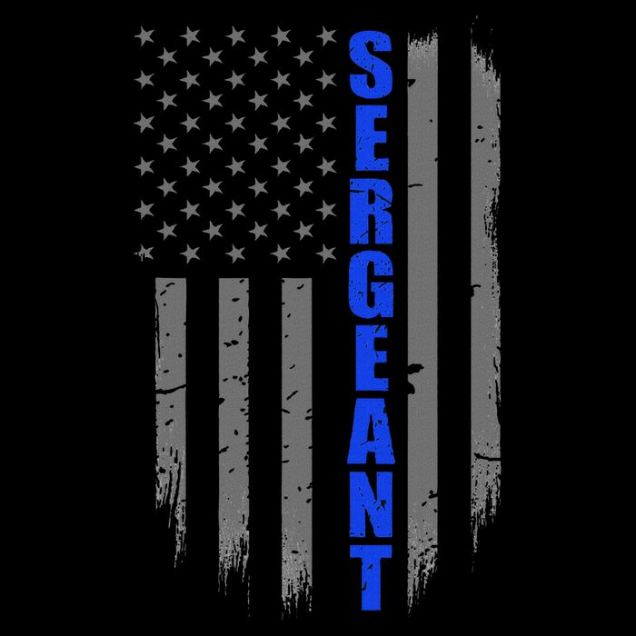 Thin Blue Line Flag For Police Sergeant Button