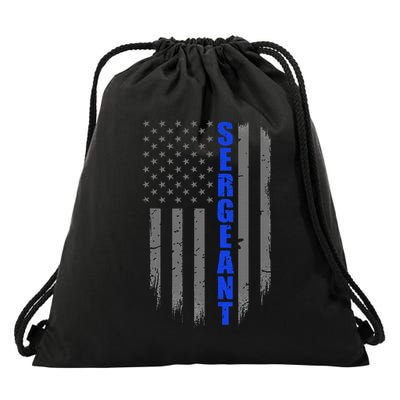 Thin Blue Line Flag For Police Sergeant Drawstring Bag