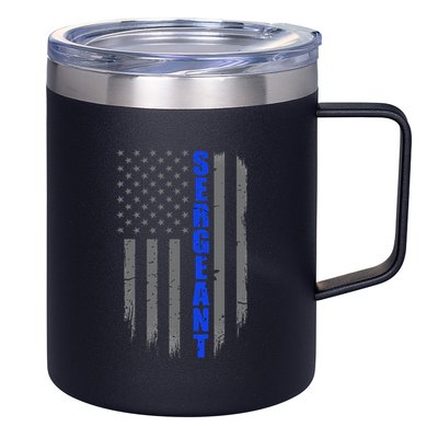 Thin Blue Line Flag For Police Sergeant 12oz Stainless Steel Coffee Mug
