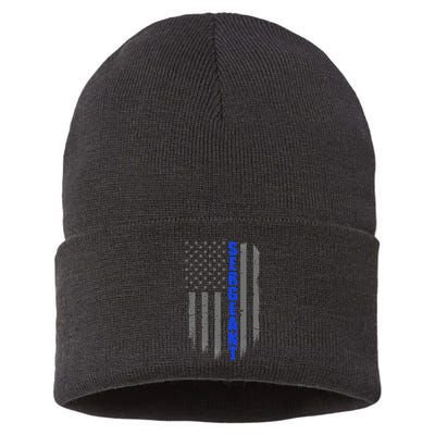 Thin Blue Line Flag For Police Sergeant Sustainable Knit Beanie