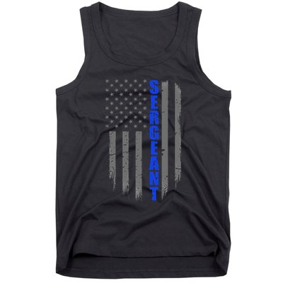 Thin Blue Line Flag For Police Sergeant Tank Top
