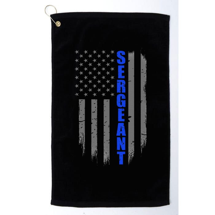 Thin Blue Line Flag For Police Sergeant Golf Towel