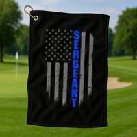 Thin Blue Line Flag For Police Sergeant Golf Towel