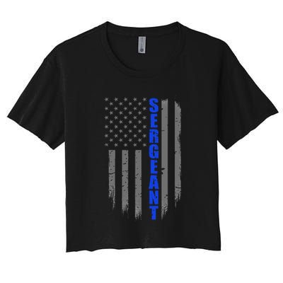 Thin Blue Line Flag For Police Sergeant Crop Top