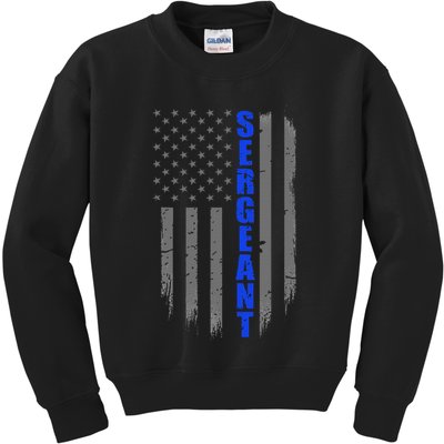 Thin Blue Line Flag For Police Sergeant Kids Sweatshirt