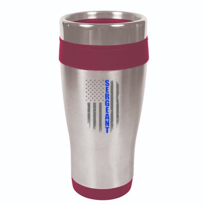 Thin Blue Line Flag For Police Sergeant 16oz Travel Tumbler