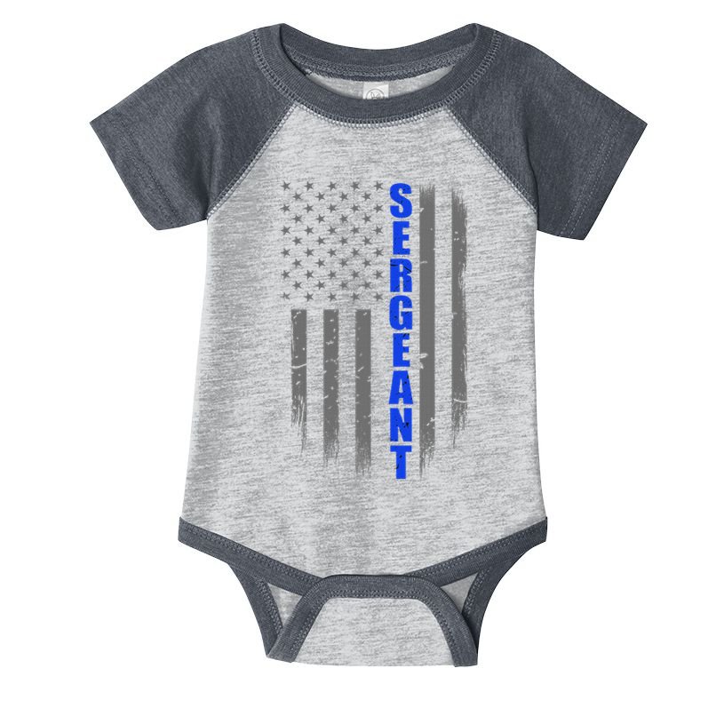 Thin Blue Line Flag For Police Sergeant Infant Baby Jersey Bodysuit