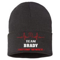 Team BRADY Lifetime Member Blood Completely Family Sustainable Knit Beanie