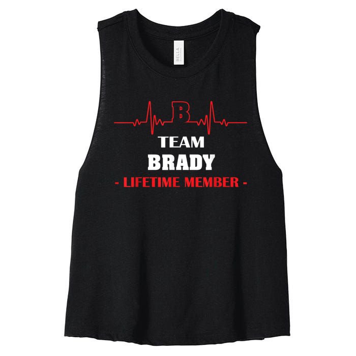 Team BRADY Lifetime Member Blood Completely Family Women's Racerback Cropped Tank