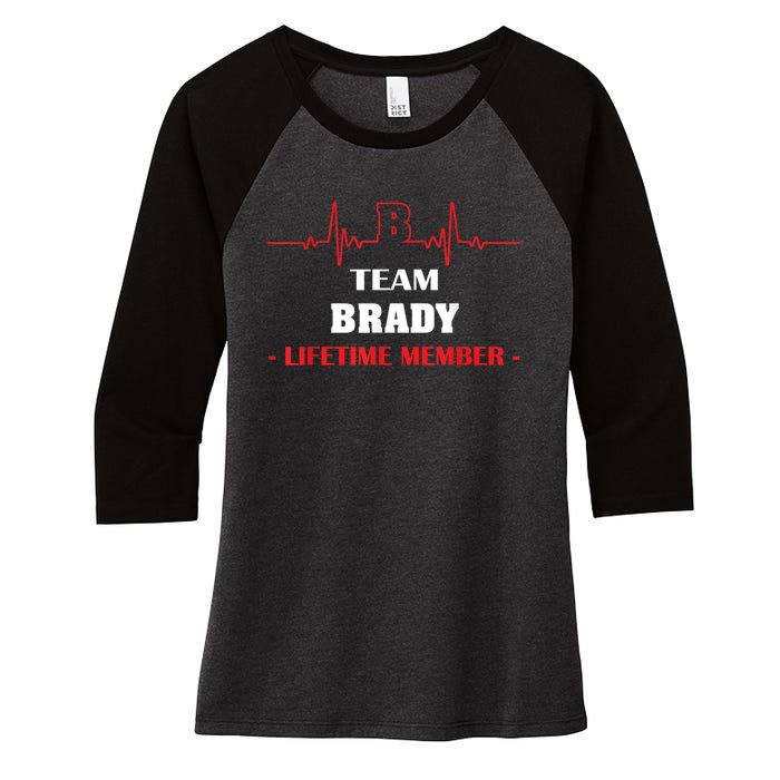 Team BRADY Lifetime Member Blood Completely Family Women's Tri-Blend 3/4-Sleeve Raglan Shirt