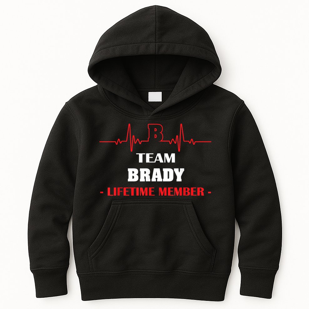 Team BRADY Lifetime Member Blood Completely Family Kids Hoodie