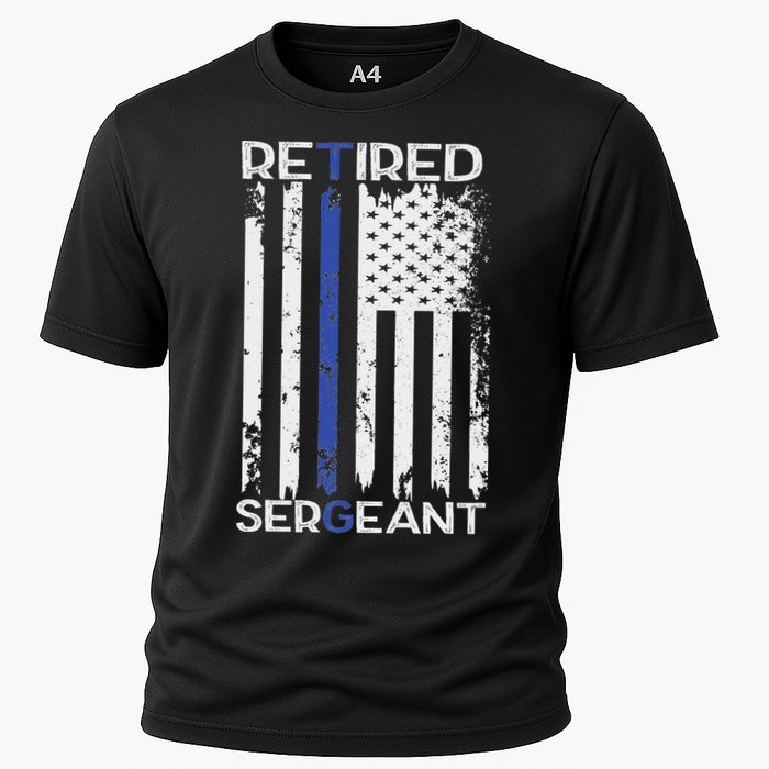 Thin Blue Line Retired Police Sergeant Retirement Gift Cooling Performance Crew T-Shirt