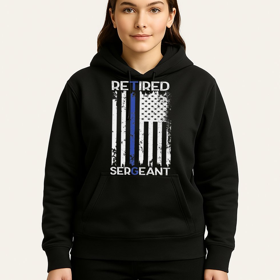 Thin Blue Line Retired Police Sergeant Retirement Gift Hoodie