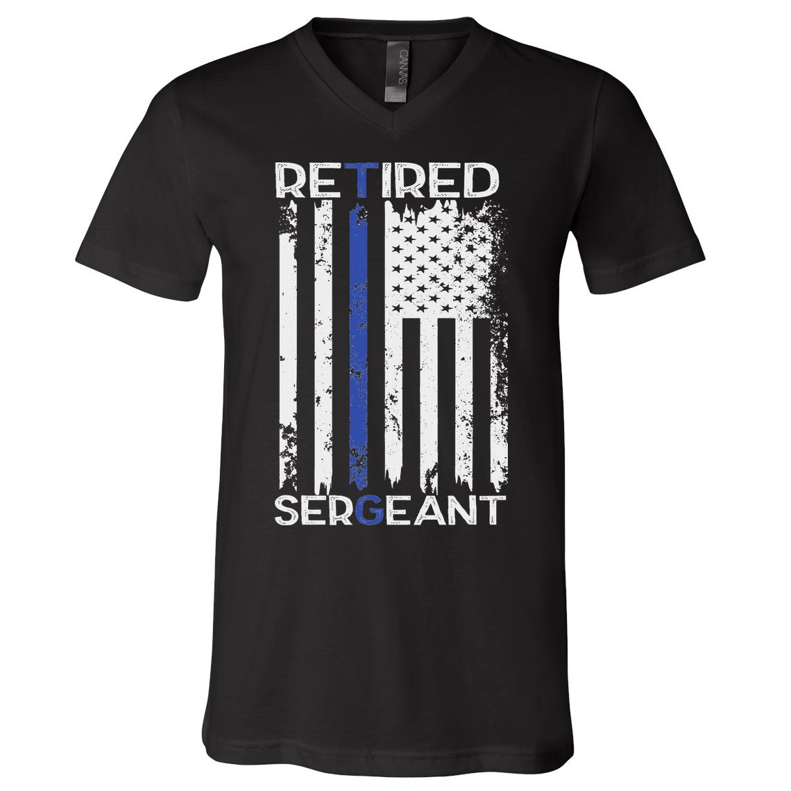 Thin Blue Line Retired Police Sergeant Retirement Gift V-Neck T-Shirt