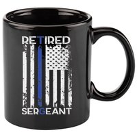 Thin Blue Line Retired Police Sergeant Retirement Gift 11oz C Handle Ceramic Mug