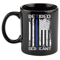 Thin Blue Line Retired Police Sergeant Retirement Gift 11oz C Handle Ceramic Mug