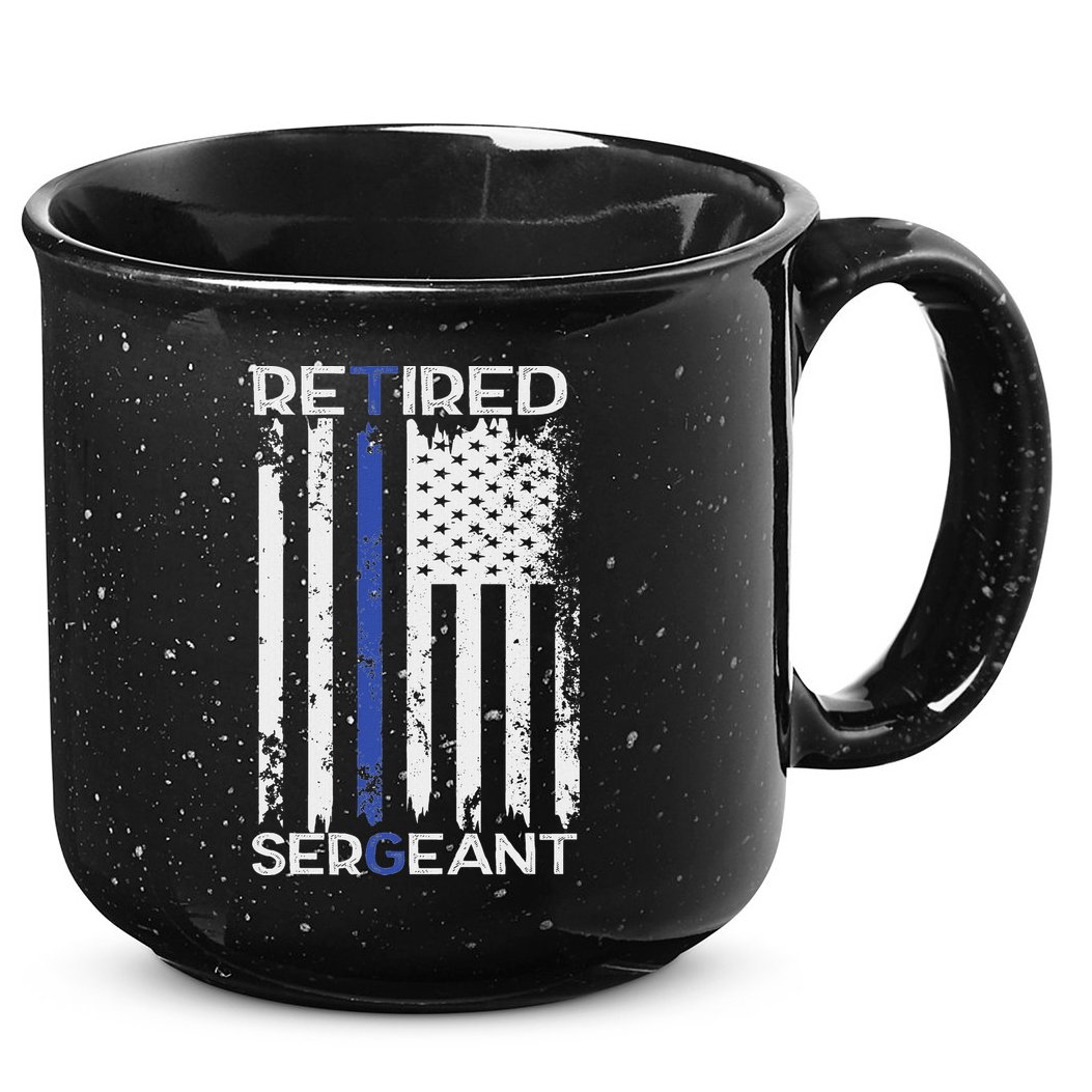 Thin Blue Line Retired Police Sergeant Retirement Gift 15oz Campfire Ceramic Mug