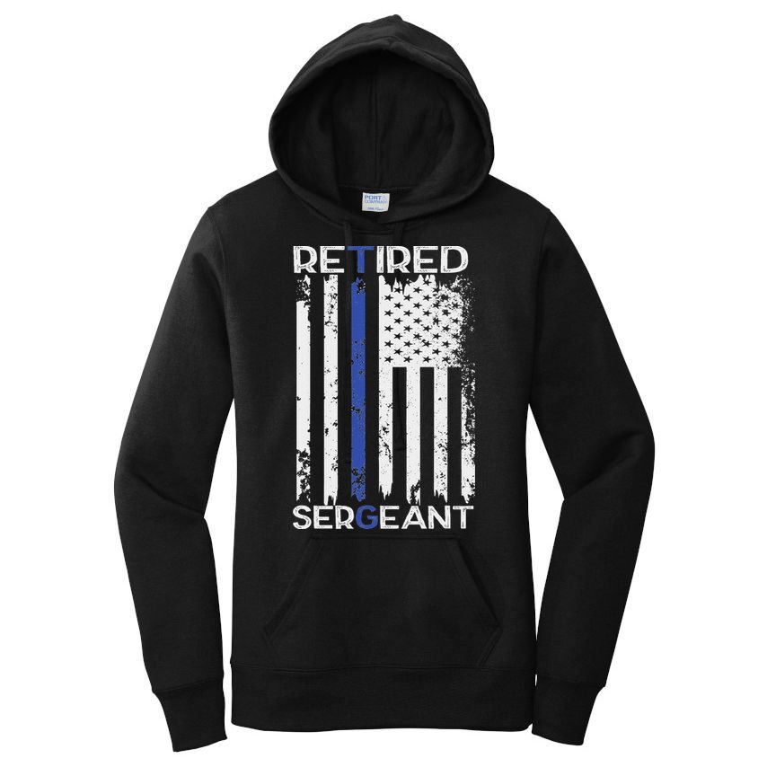 Thin Blue Line Retired Police Sergeant Retirement Gift Women's Pullover Hoodie