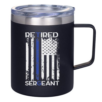Thin Blue Line Retired Police Sergeant Retirement Gift 12oz Stainless Steel Coffee Mug
