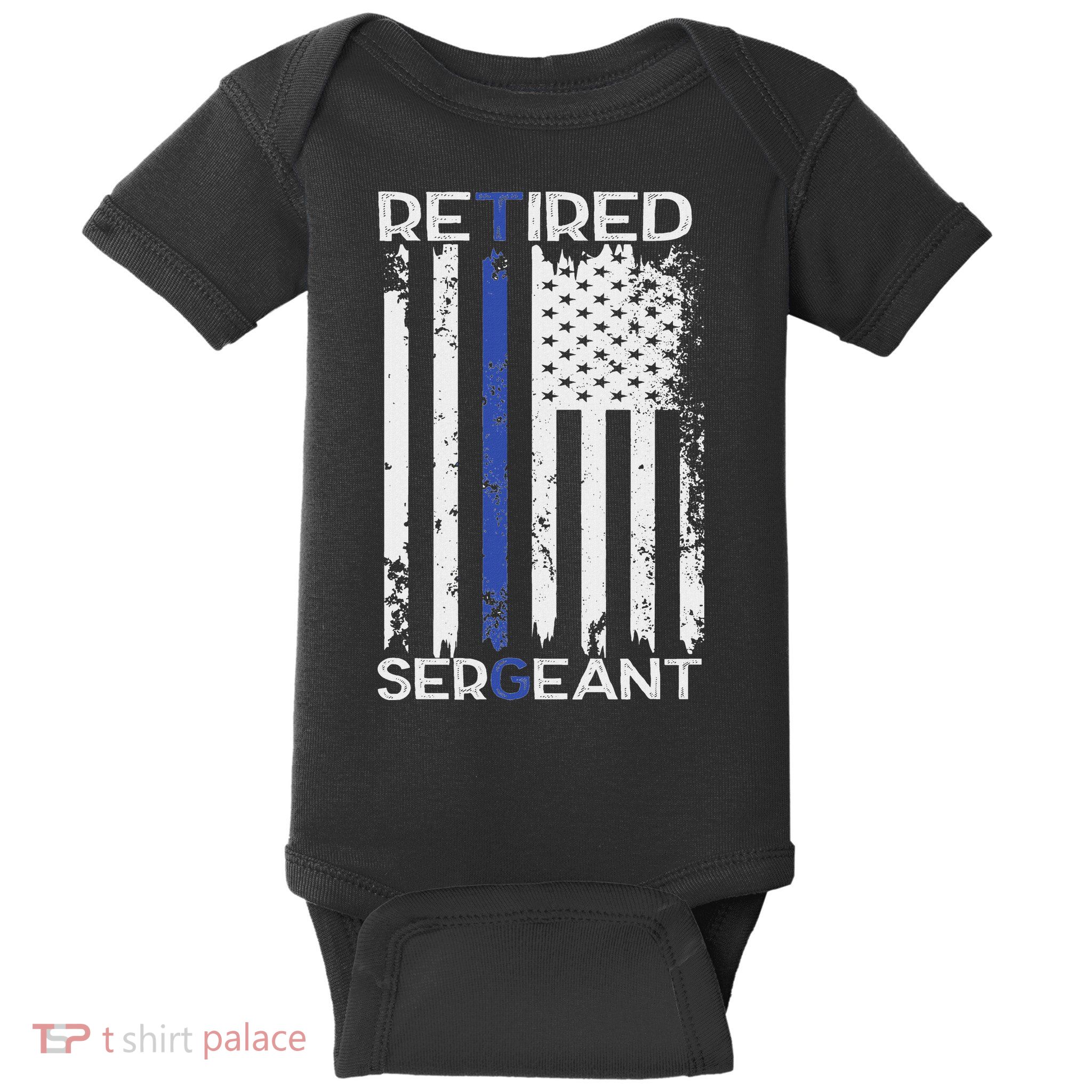 Thin Blue Line Retired Police Sergeant Retirement Gift Baby Bodysuit