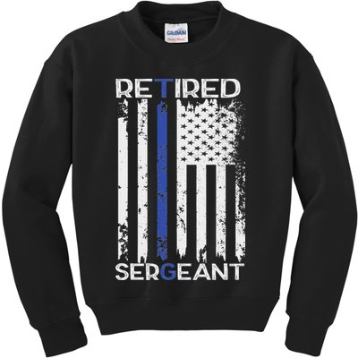 Thin Blue Line Retired Police Sergeant Retirement Gift Kids Sweatshirt