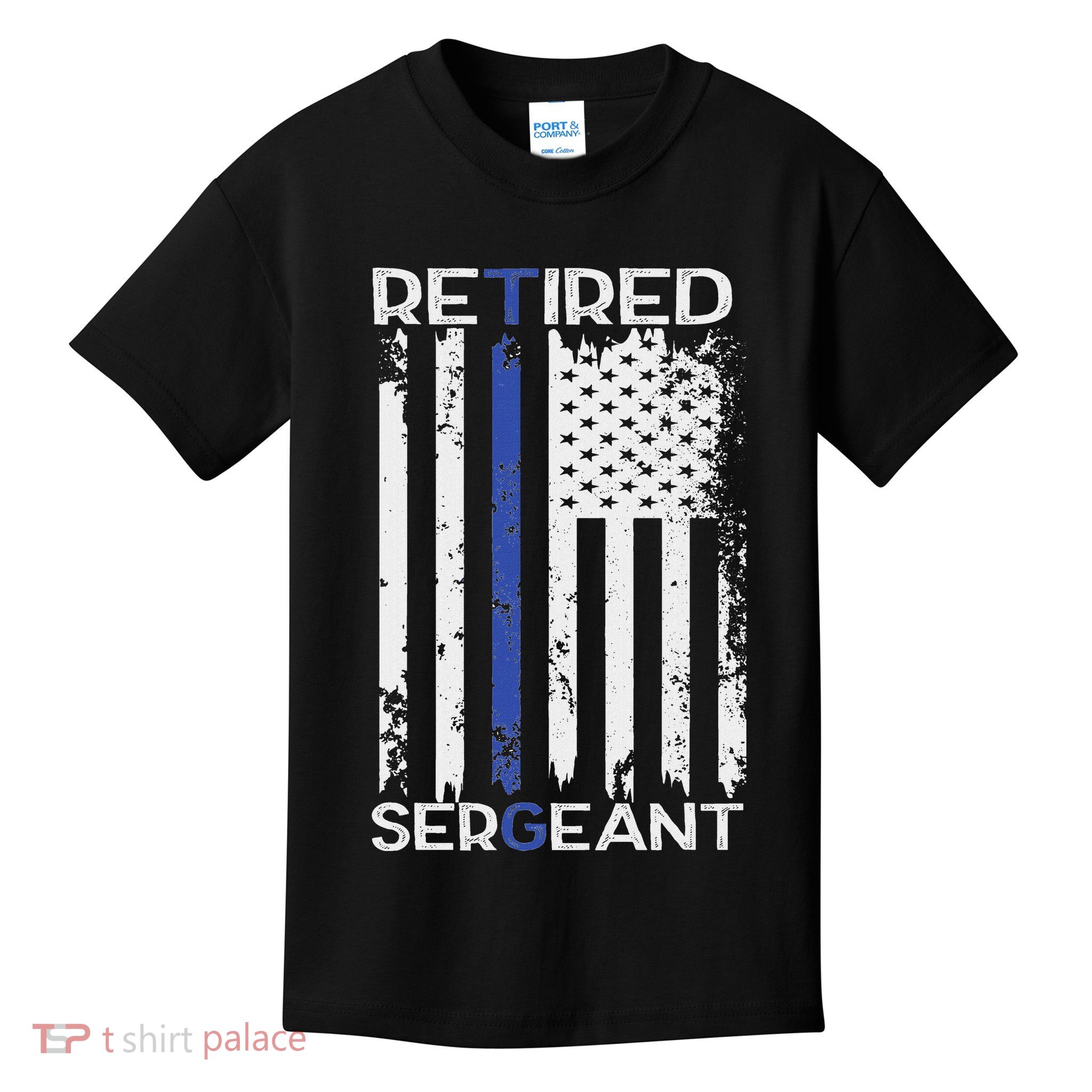 Thin Blue Line Retired Police Sergeant Retirement Gift Kids T-Shirt