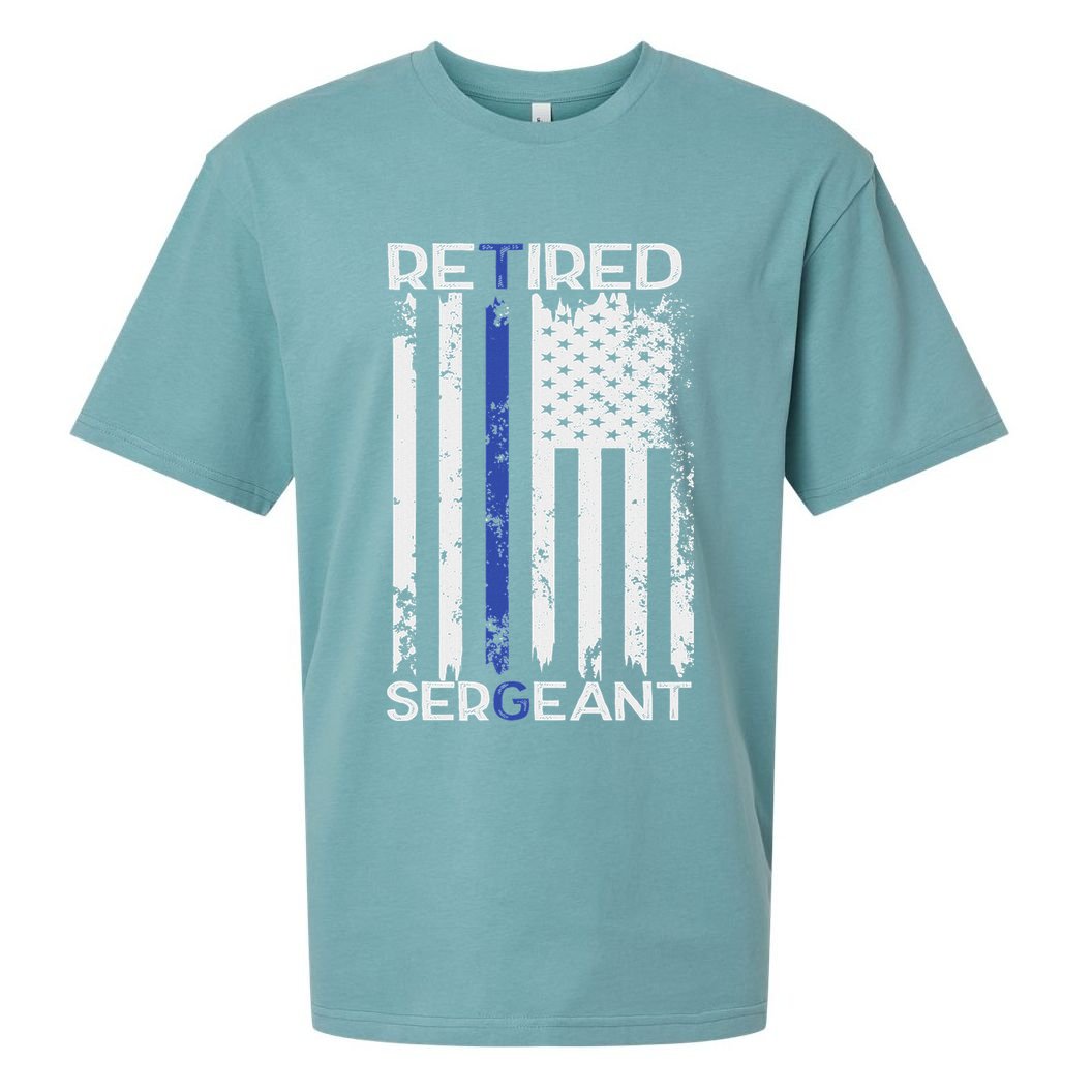 Thin Blue Line Retired Police Sergeant Retirement Gift Sueded Cloud Jersey T-Shirt