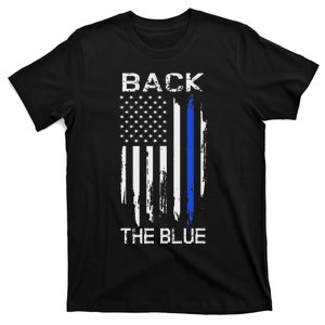 Thin Blue Line Back The Blue American Flag Police Support T-Shirt