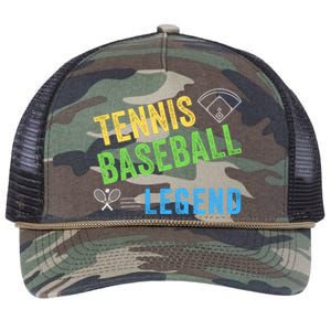 Tennis Baseball Legend, Funny Tennis Baseball Lovers Retro Rope Trucker Hat Cap