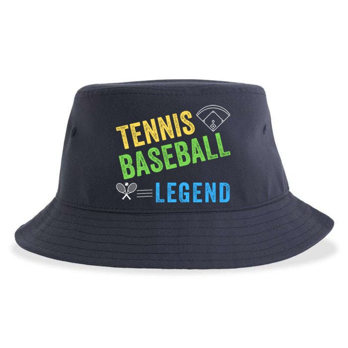 Tennis Baseball Legend, Funny Tennis Baseball Lovers Sustainable Bucket Hat