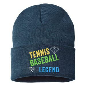 Tennis Baseball Legend, Funny Tennis Baseball Lovers Sustainable Knit Beanie