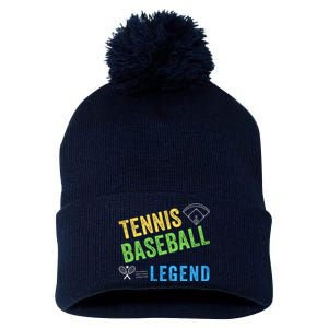 Tennis Baseball Legend, Funny Tennis Baseball Lovers Pom Pom 12in Knit Beanie