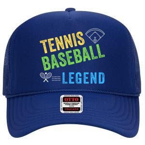 Tennis Baseball Legend, Funny Tennis Baseball Lovers High Crown Mesh Back Trucker Hat